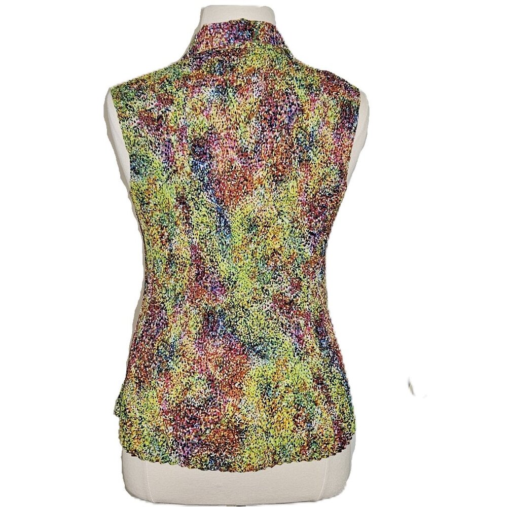 Woman’s Essentials by Milano Colorful Sleeveless Button Down Blouse 1X Like New! - Picture 5 of 15